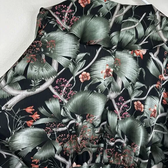 Johanna Ortiz x H&M Dress Womens L Floral Tropical Ruffle Flounce Mini - Picture 9 of 11